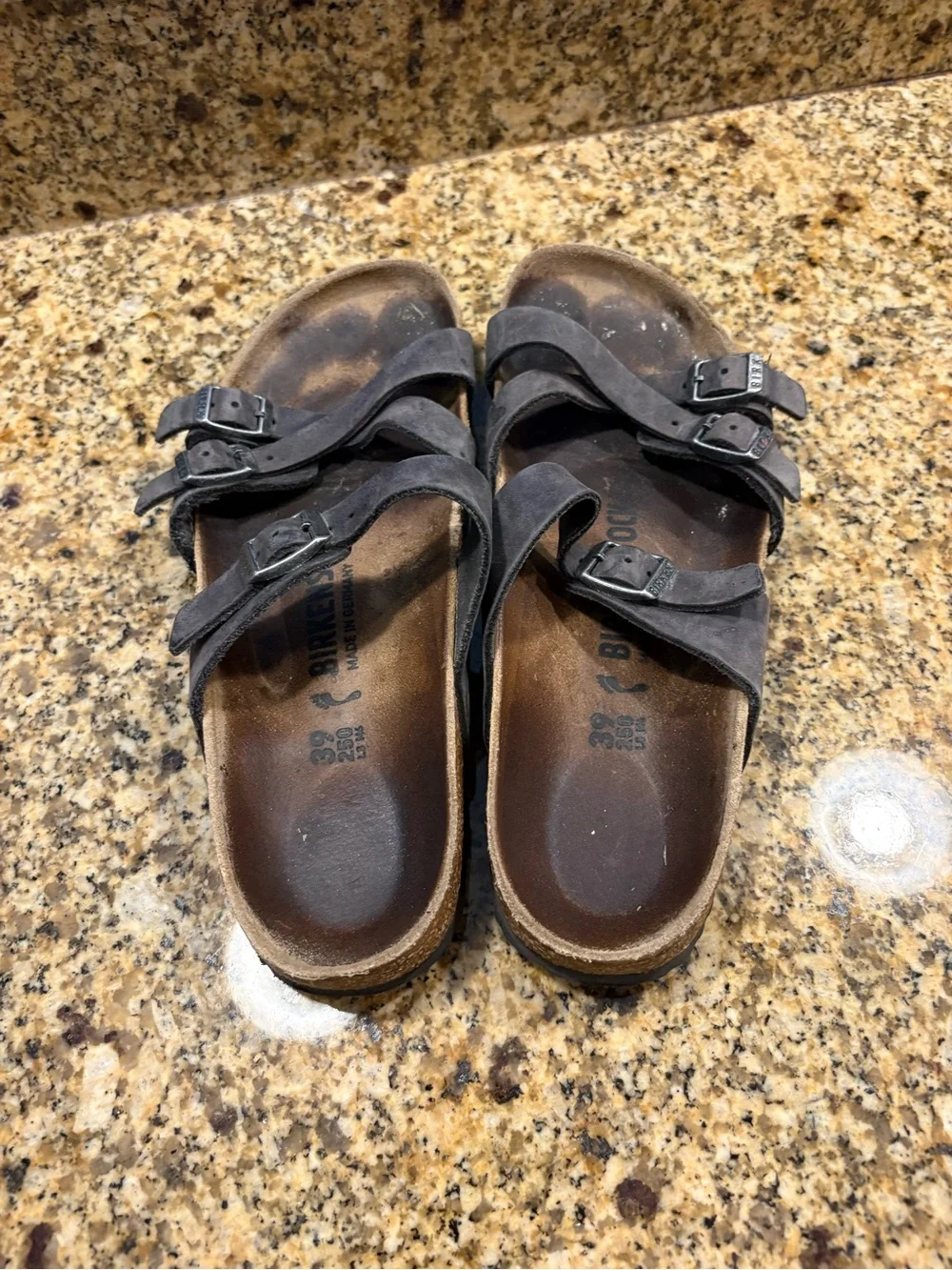 Birkenstock Franca Grey Leather Strap Sandals 39 US 8-8-5
